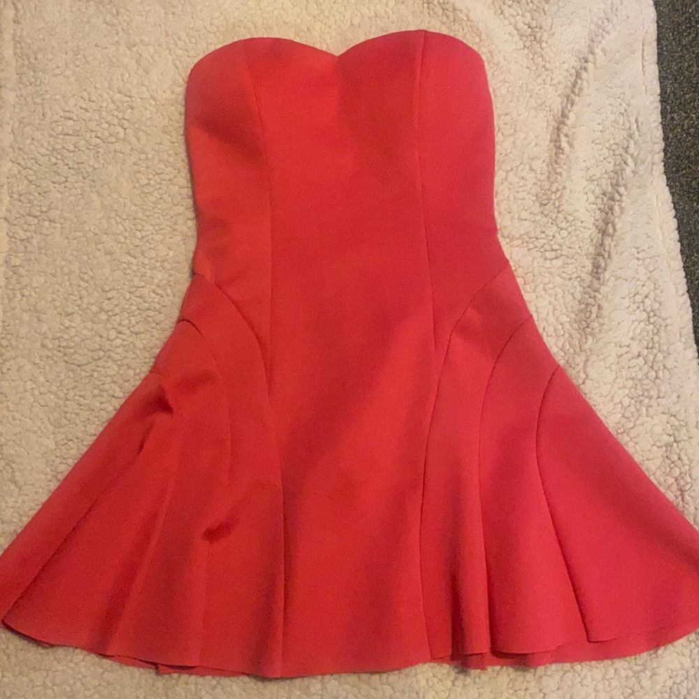 Strapless hot pink dress
